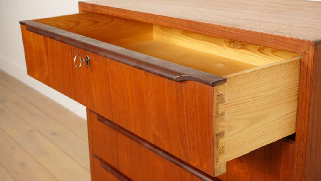 Vintage Ladekast Teak 6 Lades 106 Cm