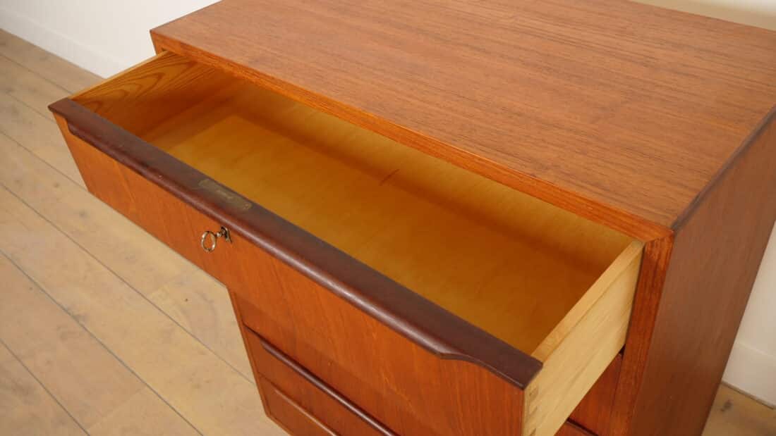 Vintage Ladekast Teak 6 Lades 106 Cm