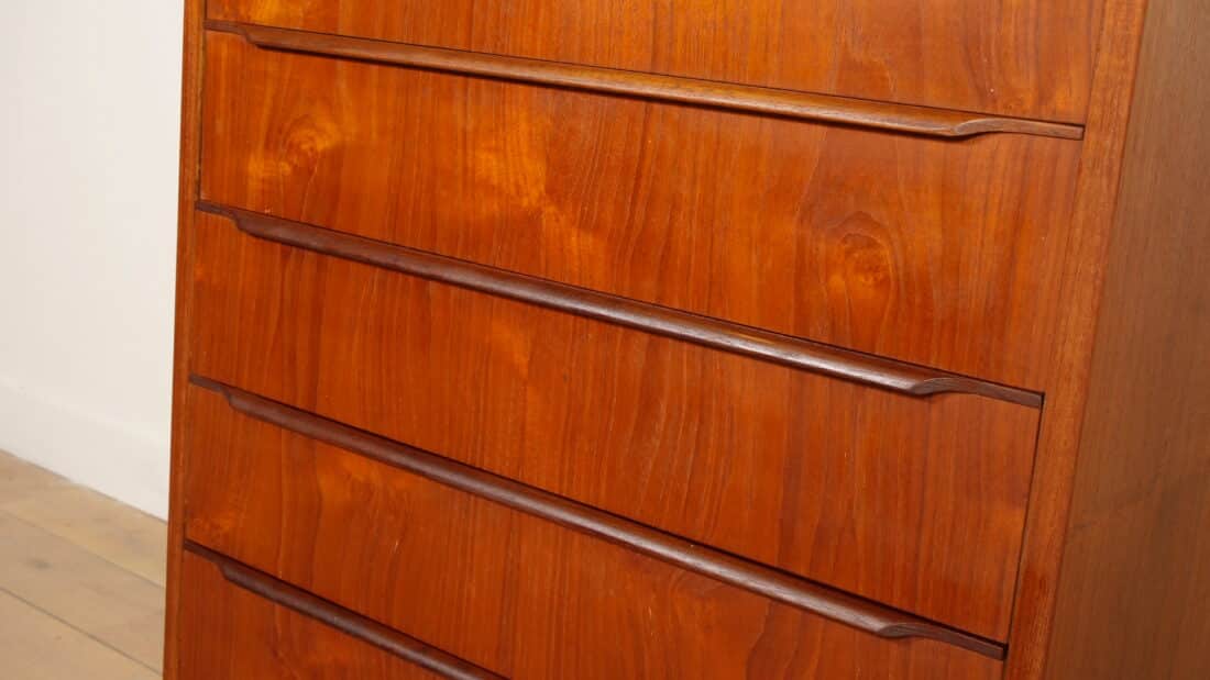 Vintage Ladekast Teak 6 Lades 106 Cm