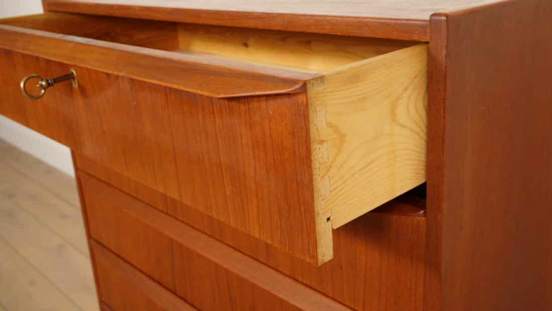 Vintage Deense Ladekast Teak 6 Lades 108 Cm