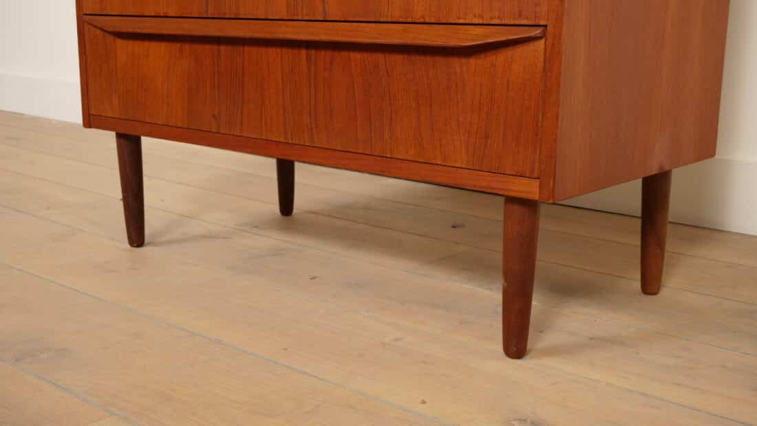 Vintage Deense Ladekast Teak 6 Lades 108 Cm