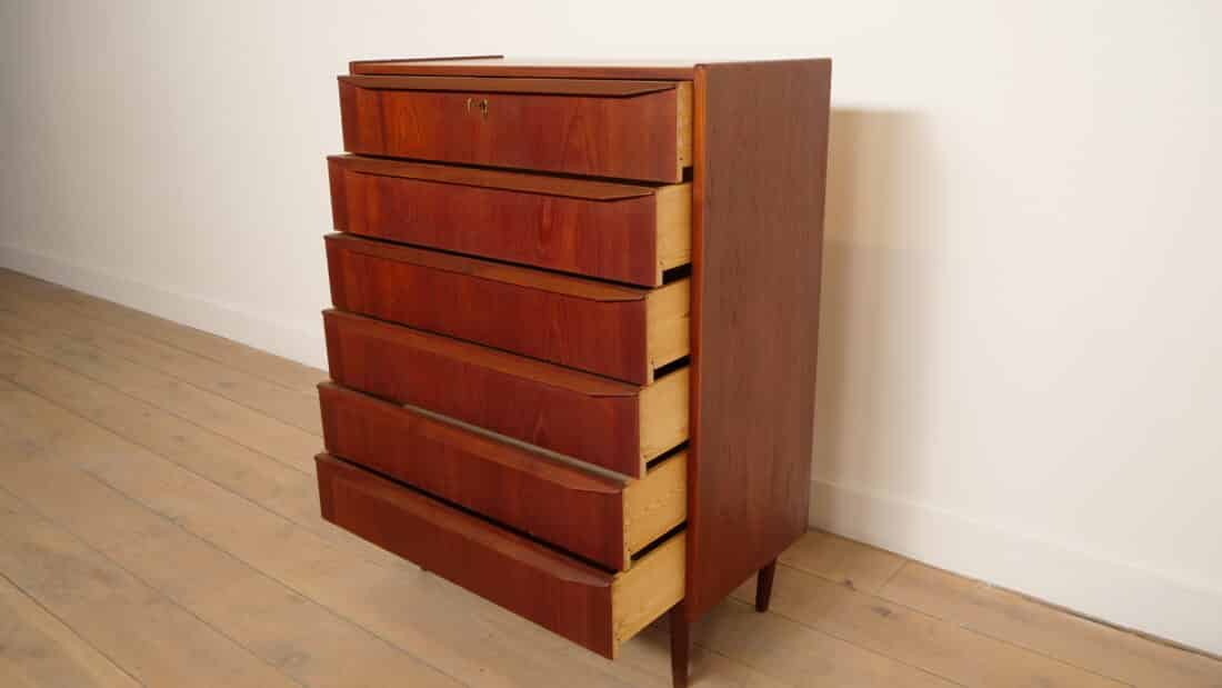Vintage Ladekast 6 Lades Deens Design 108 Cm