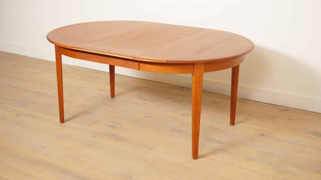 Vintage Ronde Eettafel Teak Uitschuifbaar