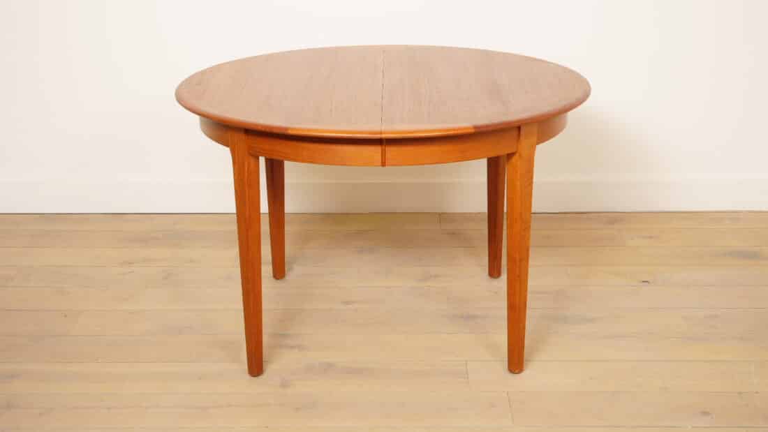 Vintage Ronde Eettafel Teak Uitschuifbaar