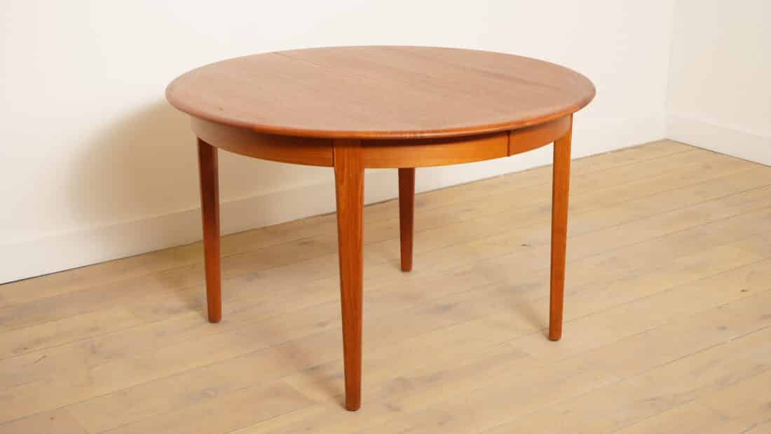 Vintage Ronde Eettafel Teak Uitschuifbaar