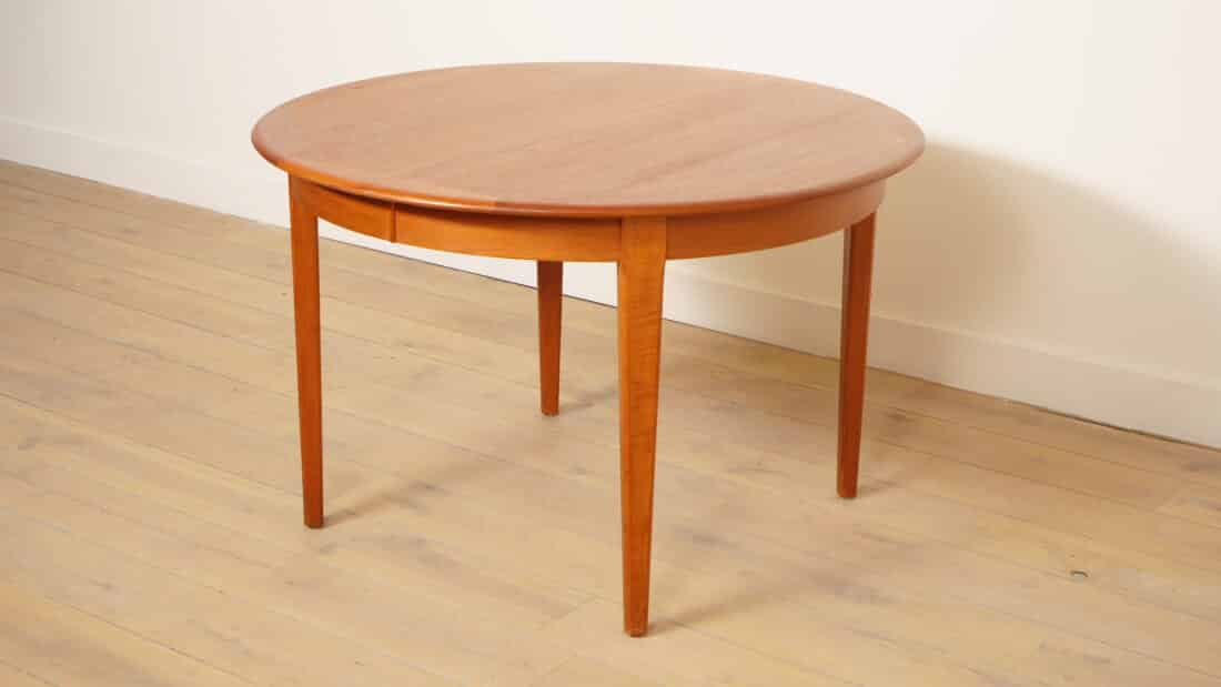 Vintage Ronde Eettafel Teak Uitschuifbaar