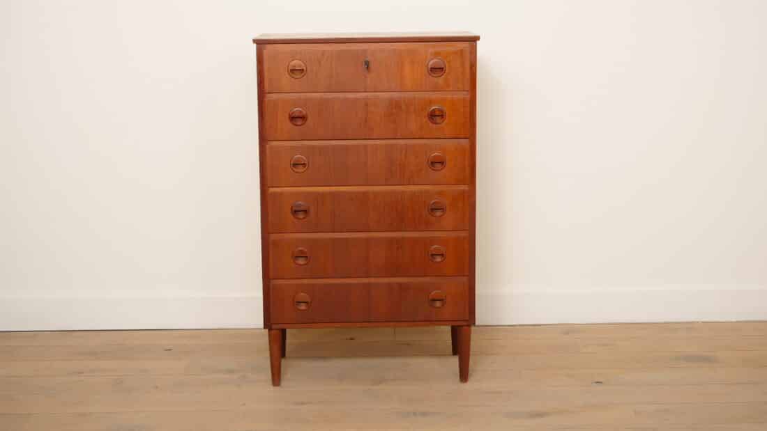 Vintage Ladekast 6 Lades Deens Design 111 Cm