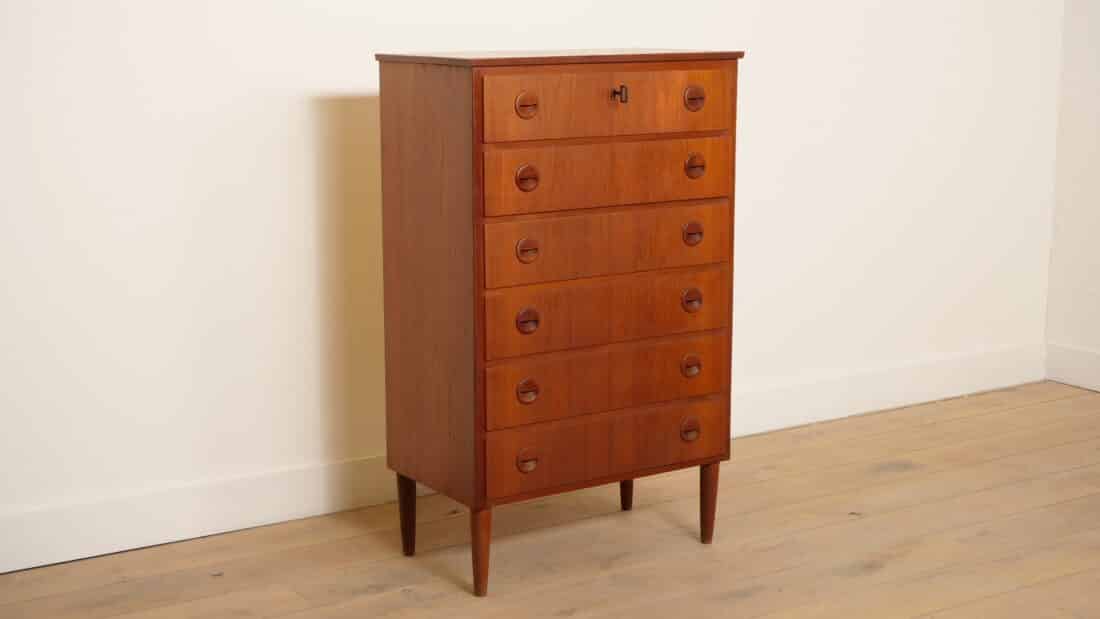 Vintage Ladekast 6 Lades Deens Design 111 Cm