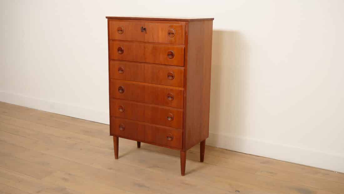 Vintage Ladekast 6 Lades Deens Design 111 Cm