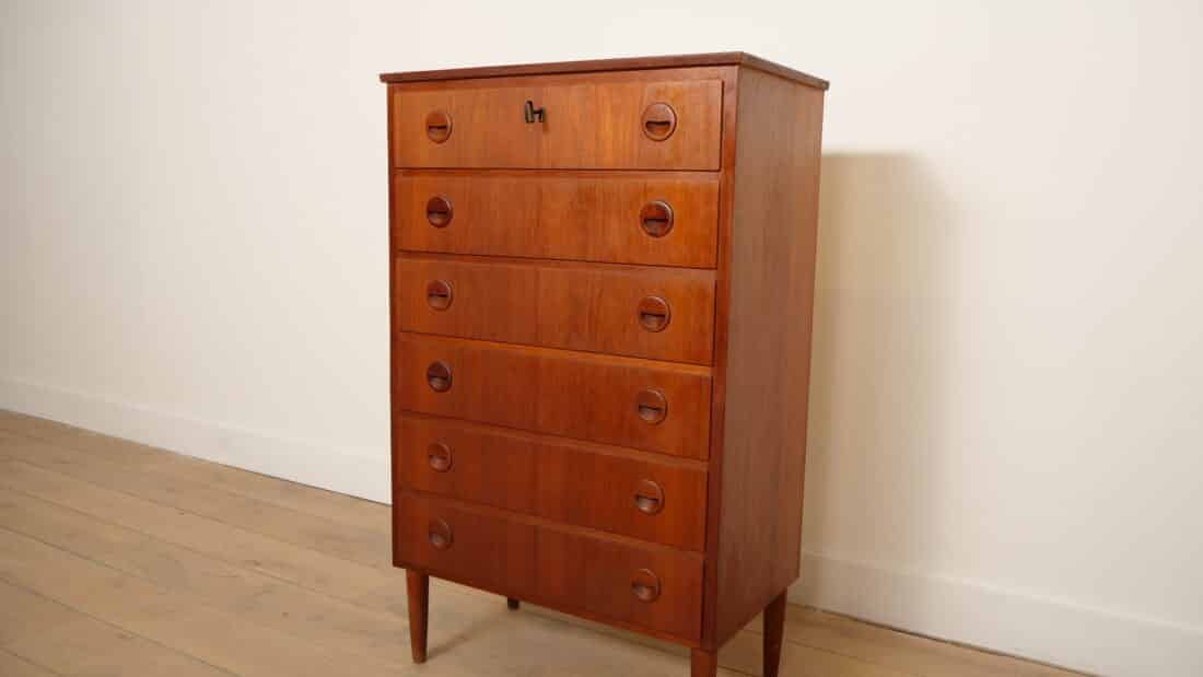 Vintage Ladekast 6 Lades Deens Design 111 Cm