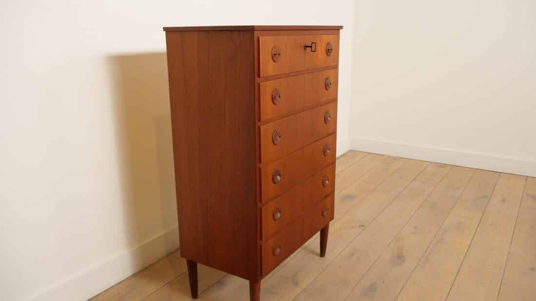 Vintage Ladekast 6 Lades Deens Design 111 Cm