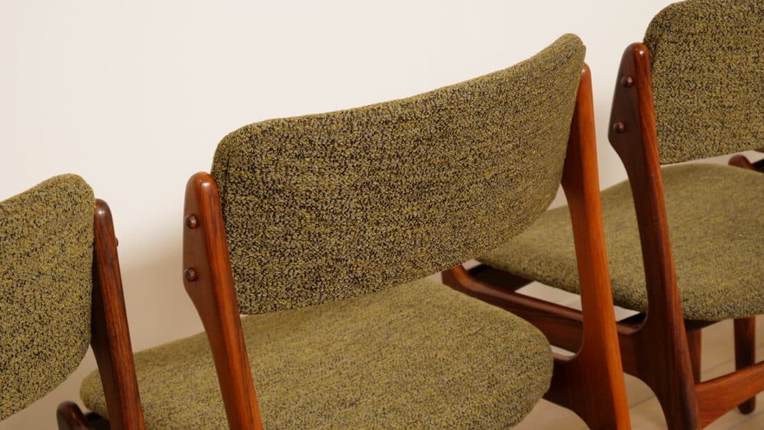 6 X Eetkamerstoelen Erik Buch Model 49 Teak Opnieuw Gestoffeerd