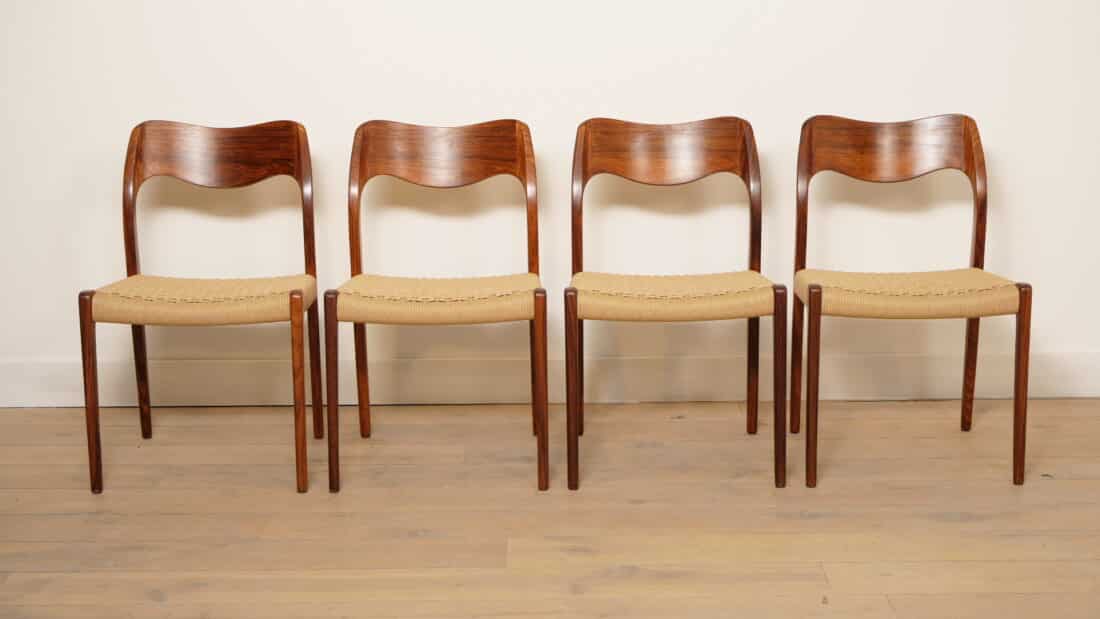 Set Van 4 Vintage Eetkamerstoelen Niels Otto Mller Model 71 Palissander Gerestaureerd