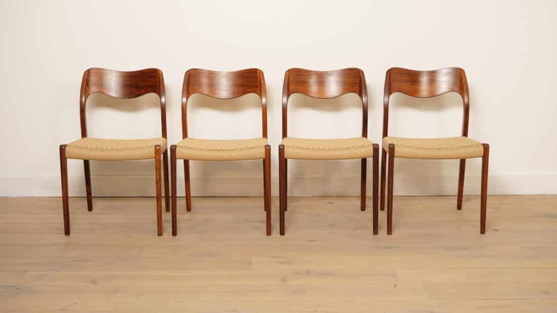 Set Van 4 Vintage Eetkamerstoelen Niels Otto Mller Model 71 Palissander Gerestaureerd