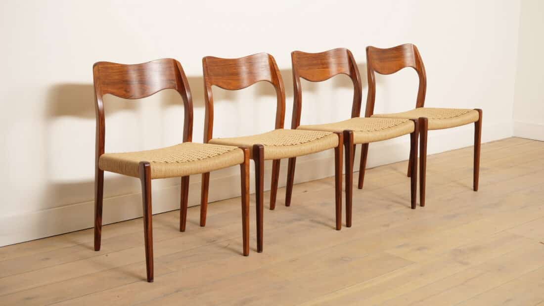 Set Van 4 Vintage Eetkamerstoelen Niels Otto Mller Model 71 Palissander Gerestaureerd