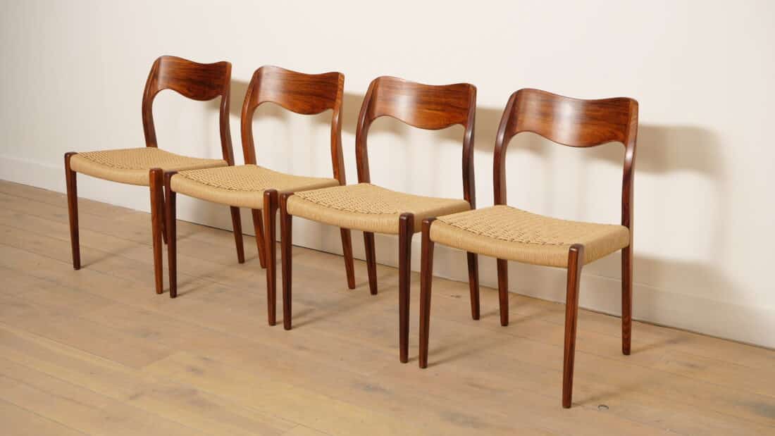 Set Van 4 Vintage Eetkamerstoelen Niels Otto Mller Model 71 Palissander Gerestaureerd