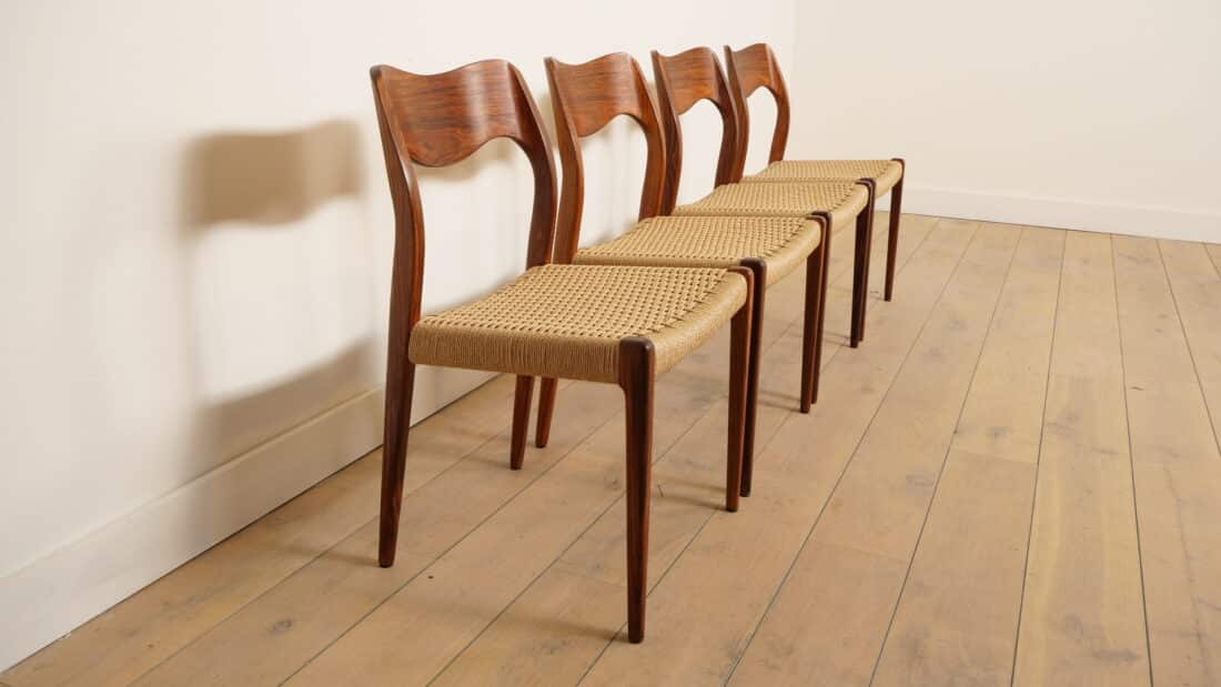 Set Van 4 Vintage Eetkamerstoelen Niels Otto Mller Model 71 Palissander Gerestaureerd