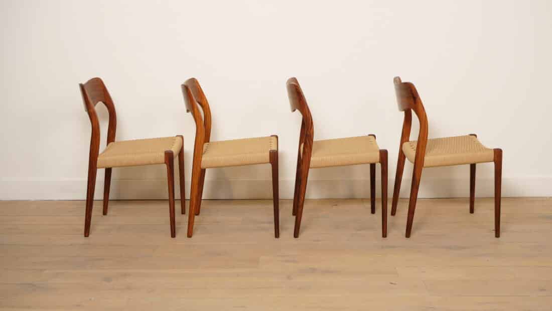 Set Van 4 Vintage Eetkamerstoelen Niels Otto Mller Model 71 Palissander Gerestaureerd