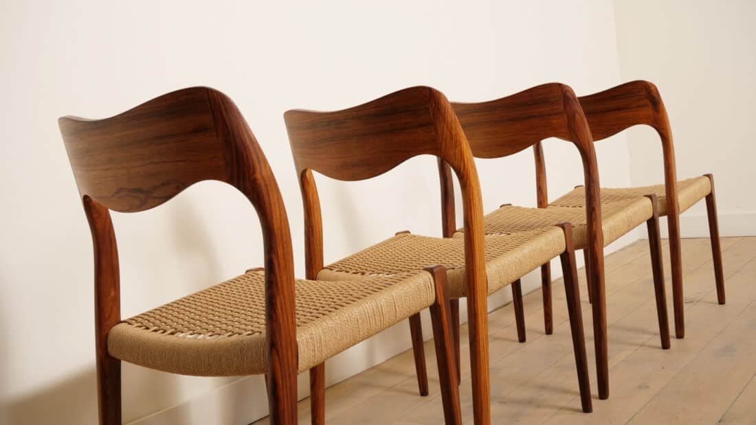 Set Van 4 Vintage Eetkamerstoelen Niels Otto Mller Model 71 Palissander Gerestaureerd