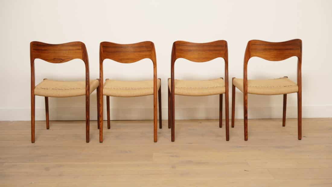 Set Van 4 Vintage Eetkamerstoelen Niels Otto Mller Model 71 Palissander Gerestaureerd