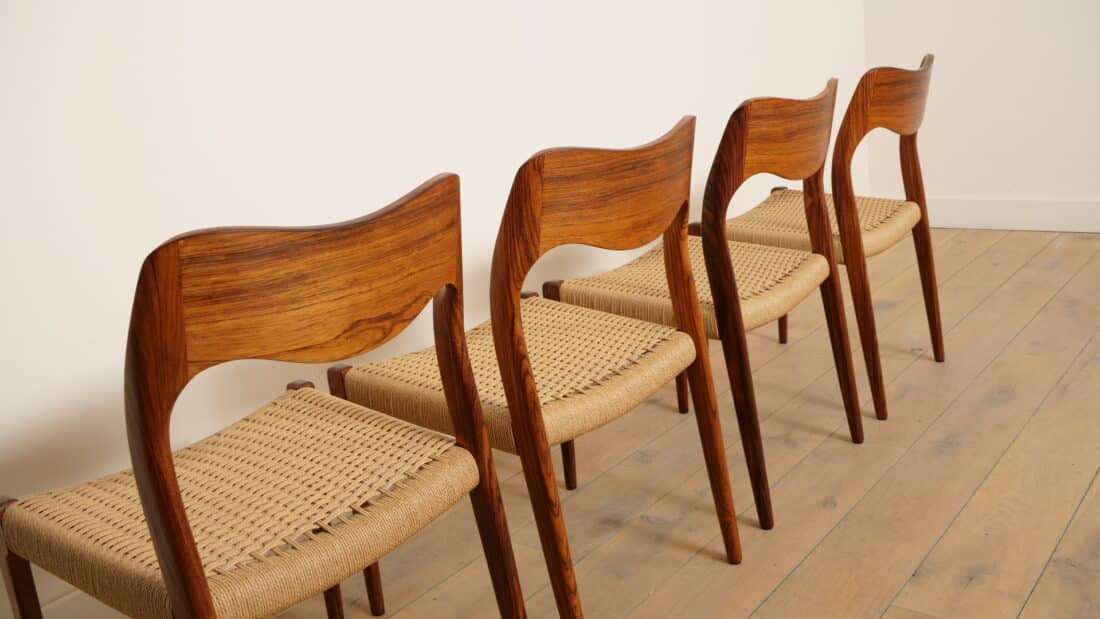 Set Van 4 Vintage Eetkamerstoelen Niels Otto Mller Model 71 Palissander Gerestaureerd