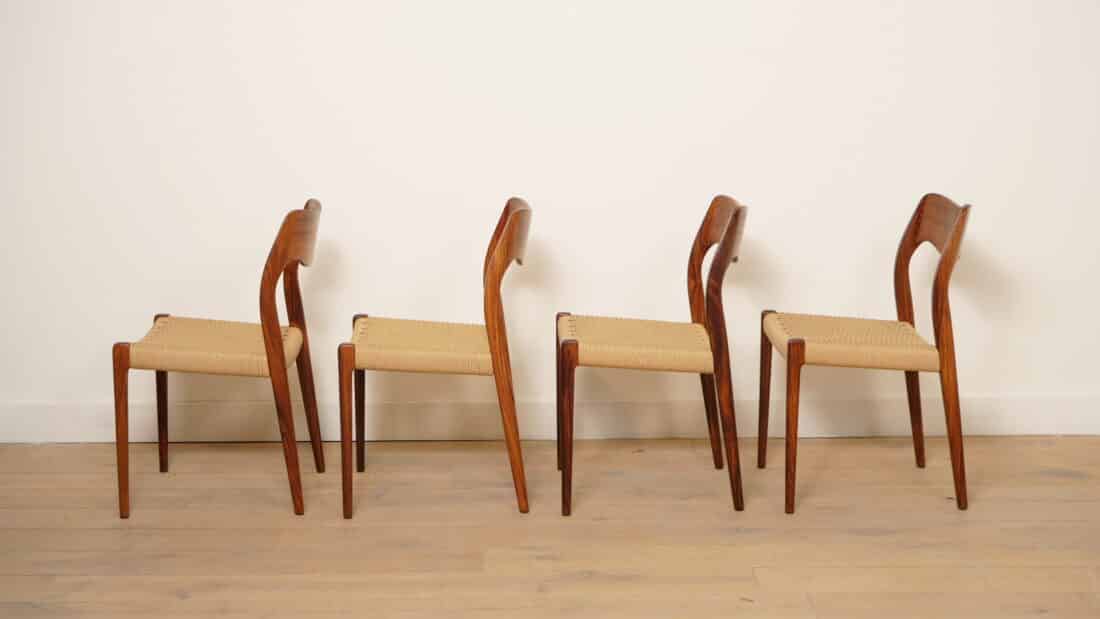 Set Van 4 Vintage Eetkamerstoelen Niels Otto Mller Model 71 Palissander Gerestaureerd