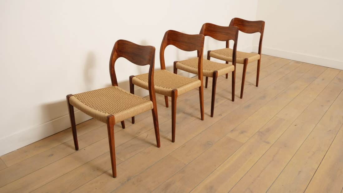 Set Van 4 Vintage Eetkamerstoelen Niels Otto Mller Model 71 Palissander Gerestaureerd