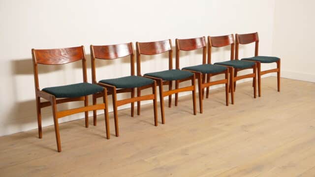 Set Of 6 Dining Chairs Vintage Reupholstered