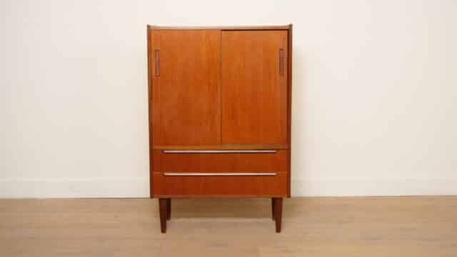 Vintage Wall Cabinet Sliding Doors Danish Design 120 Cm