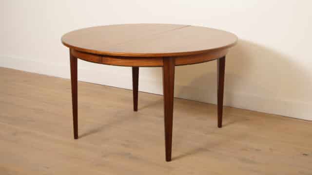Table à manger ronde vintage Omann Jun Rosewood à rallonge