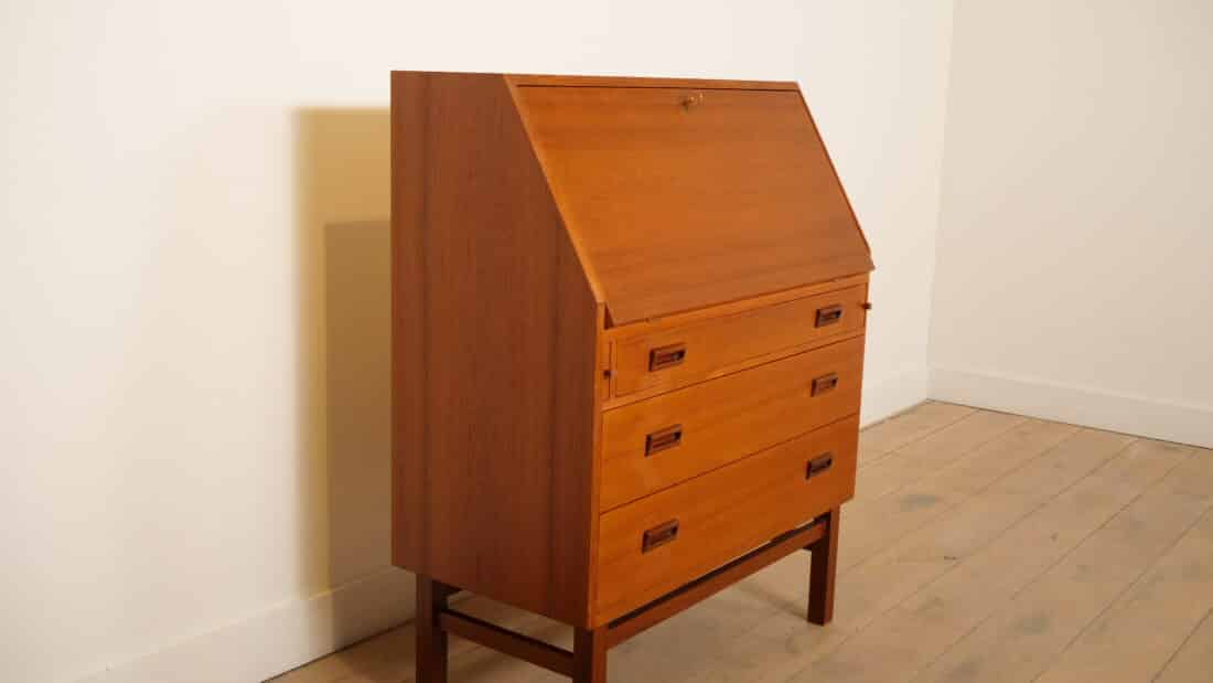 Vintage Teak Secretaire Deens 90 Cm