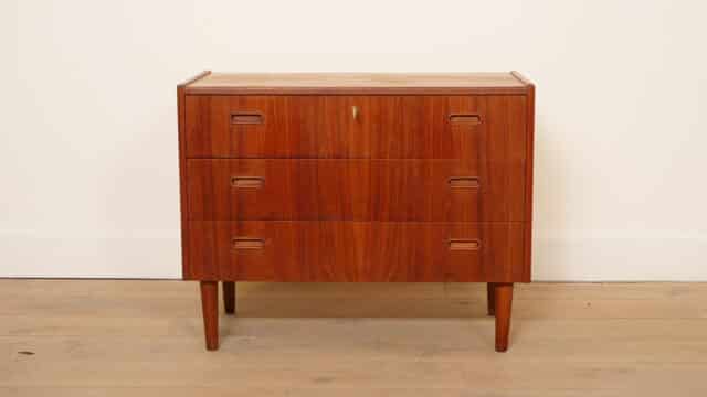 Vintage Deense Ladekast Teak 3 Lades