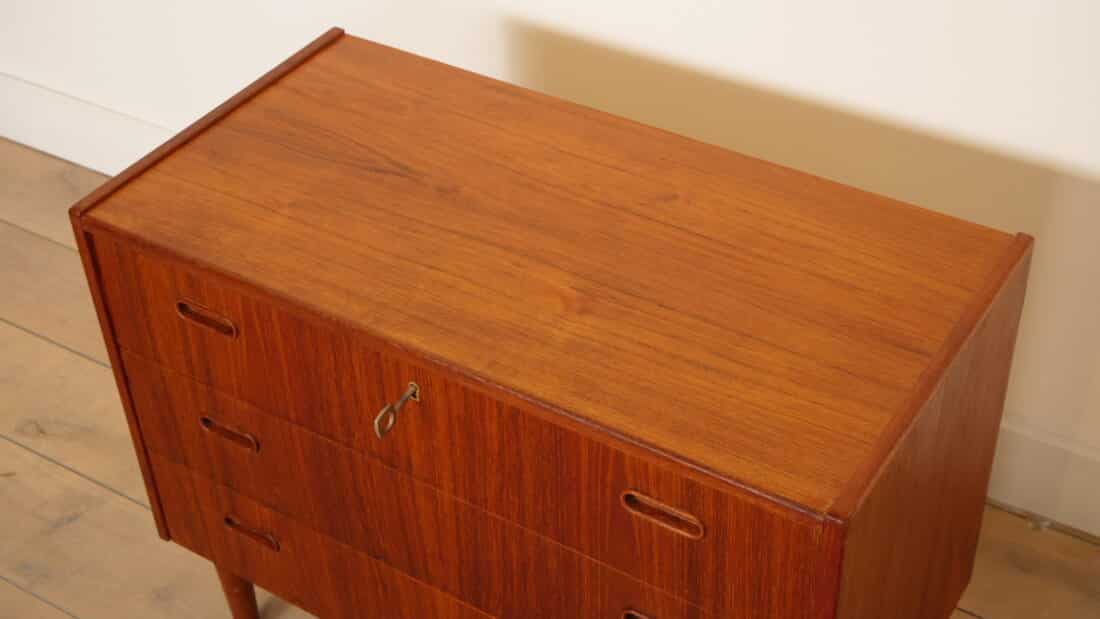 Vintage Deense Ladekast Teak 3 Lades