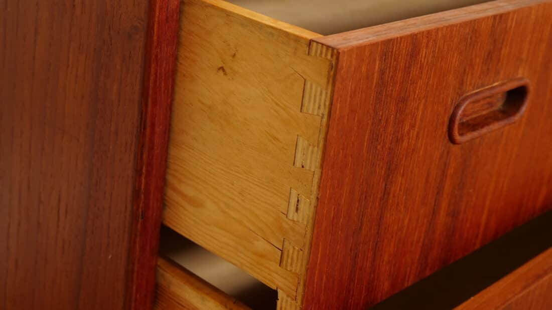 Vintage Deense Ladekast Teak 3 Lades