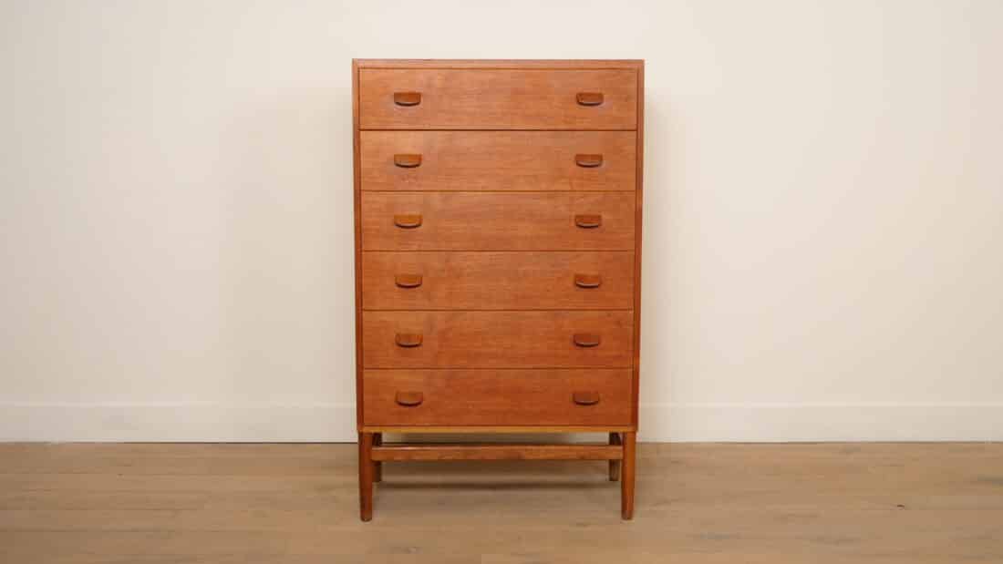 Vintage Ladekast Poul Volther Teak 6 Lades