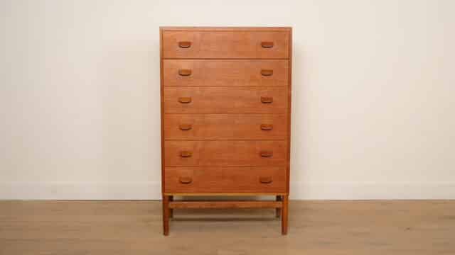 Vintage Ladekast Poul Volther Teak 6 Lades