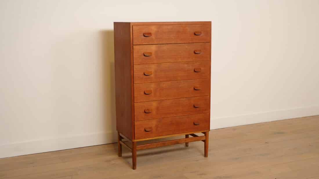 Vintage Ladekast Poul Volther Teak 6 Lades