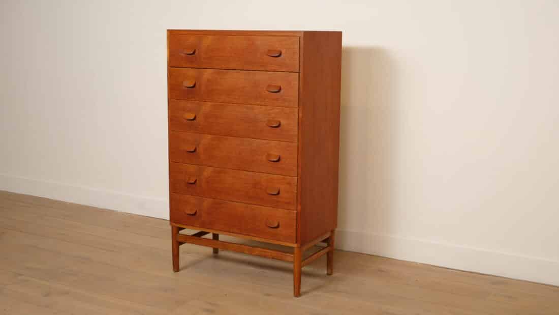 Vintage Ladekast Poul Volther Teak 6 Lades