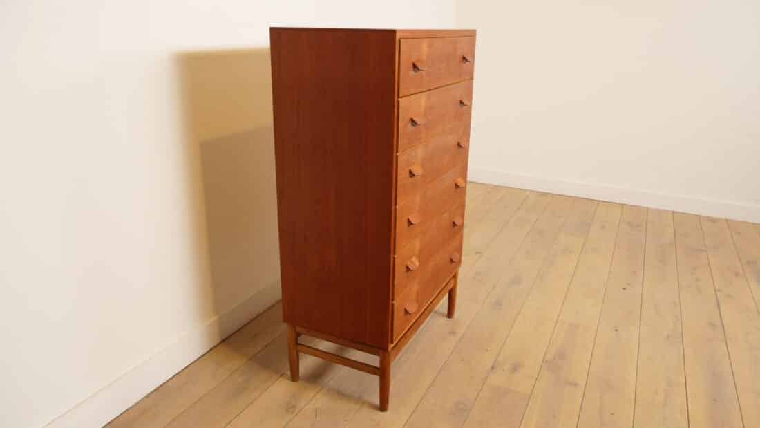 Vintage Ladekast Poul Volther Teak 6 Lades