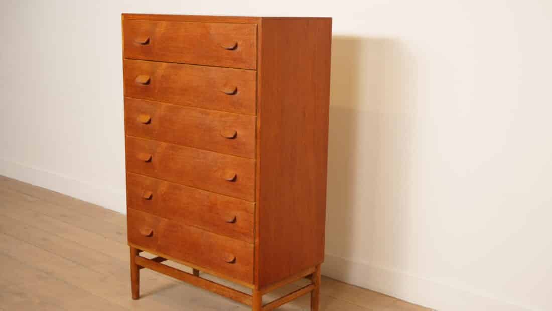 Vintage Ladekast Poul Volther Teak 6 Lades