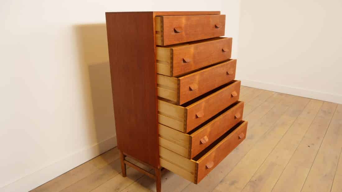 Vintage Ladekast Poul Volther Teak 6 Lades