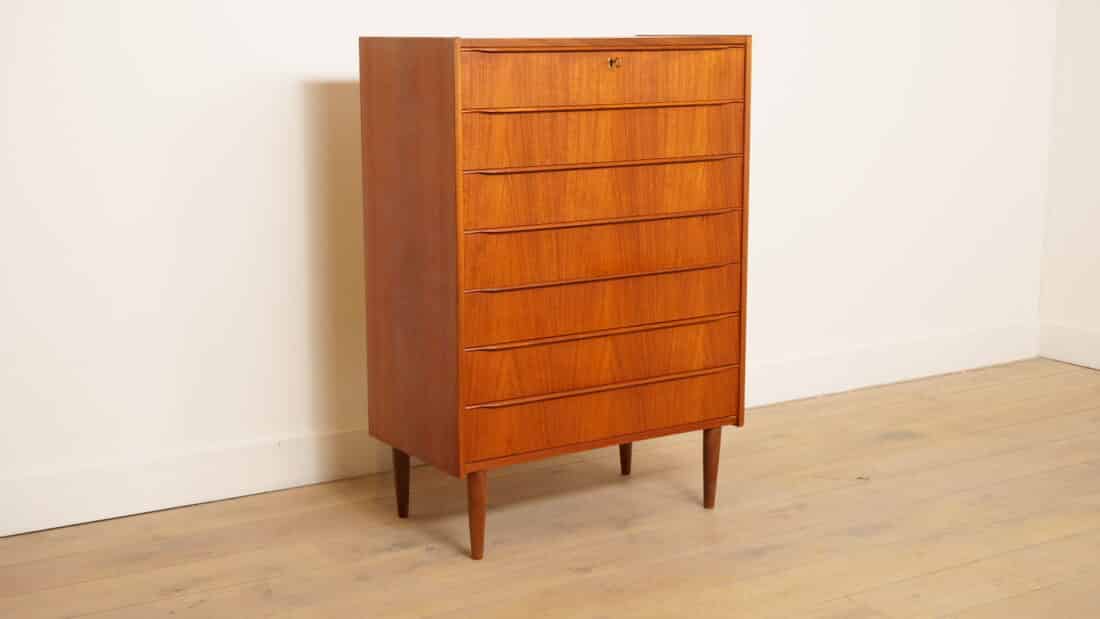 Vintage Deense Ladekast Teak 7 Lades 109 Cm Vintage Deense Ladekast Teak 7 Lades 109 Cm