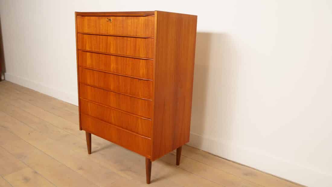 Vintage Deense Ladekast Teak 7 Lades 109 Cm Vintage Deense Ladekast Teak 7 Lades 109 Cm