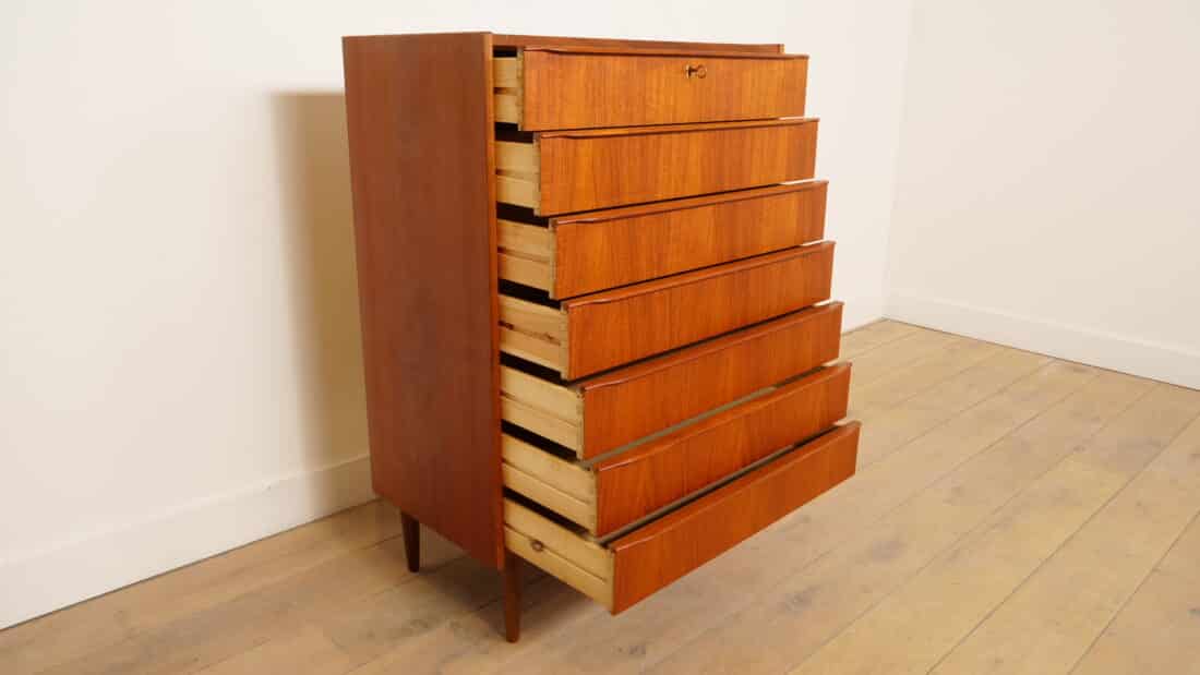 Vintage Deense Ladekast Teak 7 Lades 109 Cm Vintage Deense Ladekast Teak 7 Lades 109 Cm