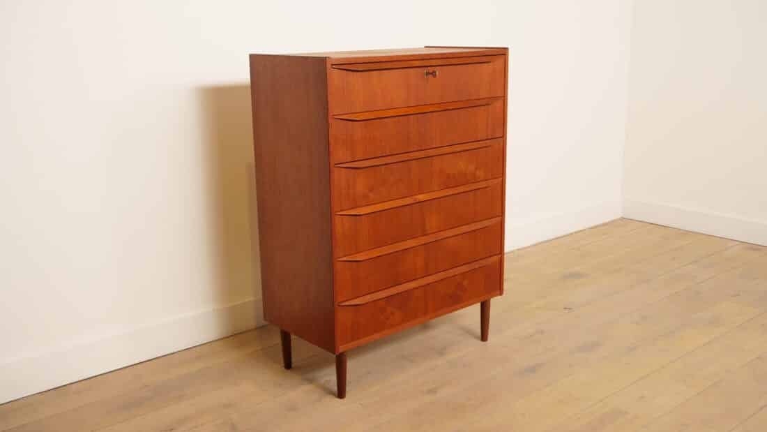 Vintage Deense Ladekast Teak 6 Lades 108 Cm Vintage Deense Ladekast Teak 6 Lades 108 Cm