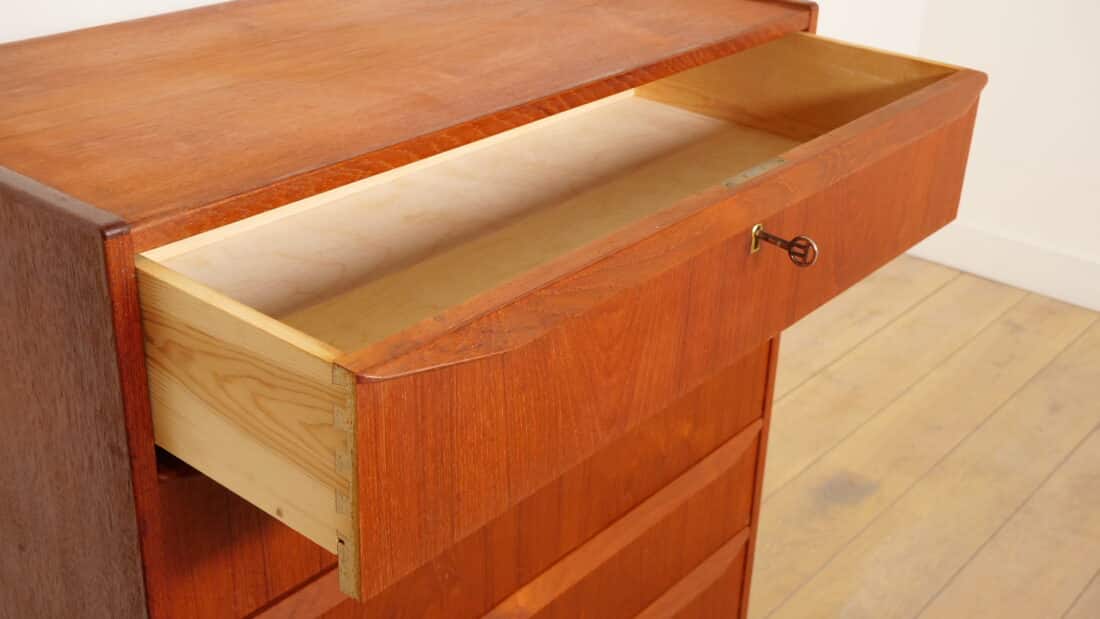 Vintage Deense Ladekast Teak 6 Lades 108 Cm Vintage Deense Ladekast Teak 6 Lades 108 Cm