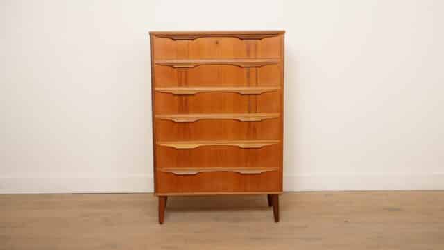 Vintage Deense Ladekast Teak 6 Lades 122 Cm Vintage Deense Ladekast Teak 6 Lades 122 Cm