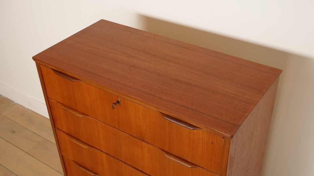 Vintage Deense Ladekast Teak 6 Lades 121 Cm Vintage Deense Ladekast Teak 6 Lades 121 Cm