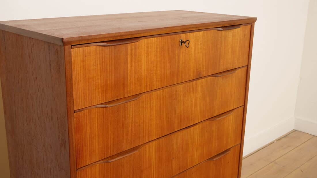 Vintage Deense Ladekast Teak 6 Lades 121 Cm Vintage Deense Ladekast Teak 6 Lades 121 Cm