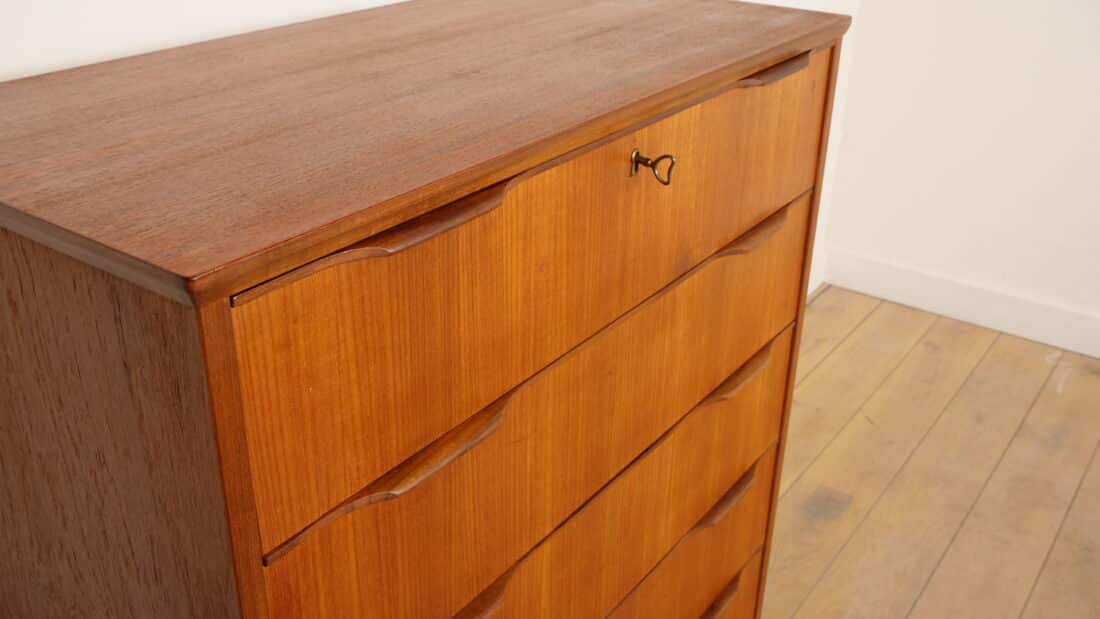 Vintage Deense Ladekast Teak 6 Lades 121 Cm Vintage Deense Ladekast Teak 6 Lades 121 Cm